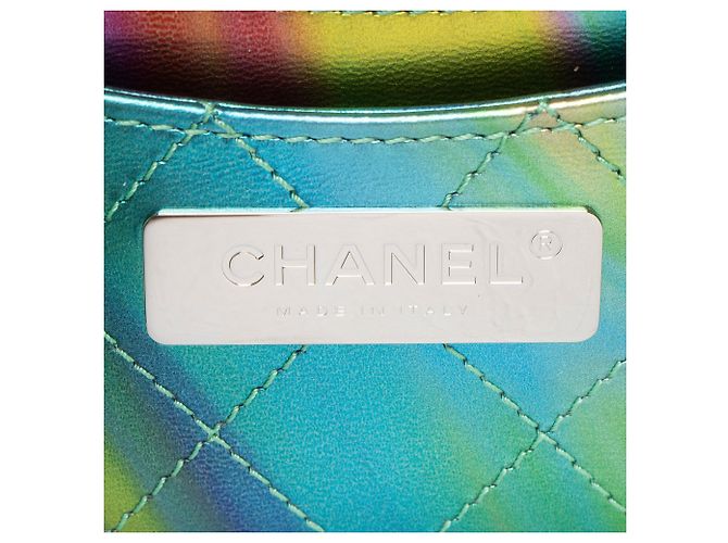 Chanel Piccola Vanity Case in PVC Rainbow CC Filigree Verde - vista 8