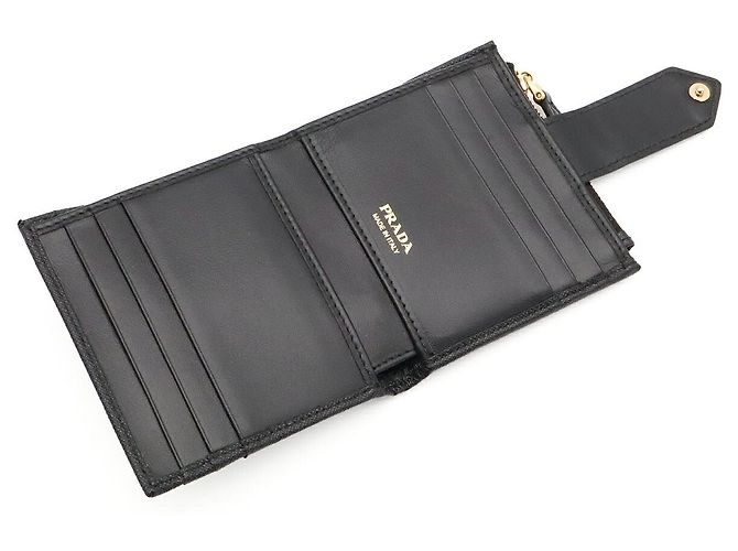 Portafoglio compatto Prada con logo triangolo Nero - vista 6