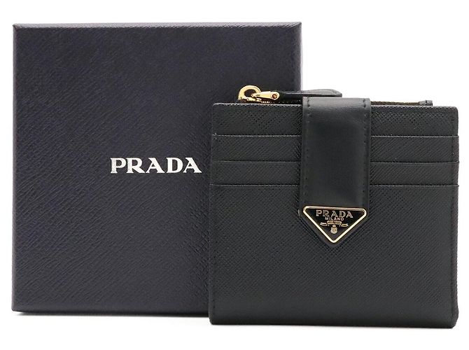 Portafoglio compatto Prada con logo triangolo Nero - vista 9