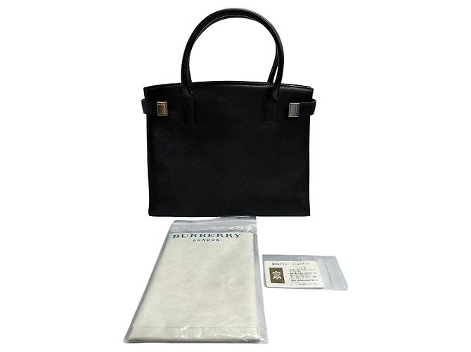Borsa Burberry in pelle Saffiano Nero - vista 10