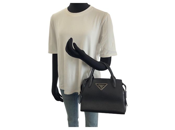 Prada Saffiano Triangle Logo Tote Black - view 7