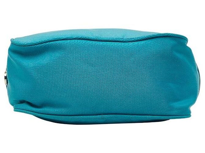 Sac à épaule Prada avec plaque logo triangle Bleu - vue 3