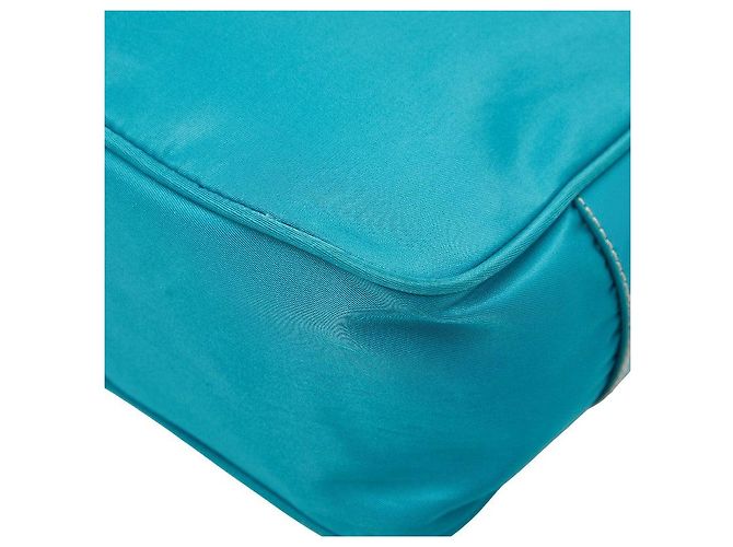 Sac à épaule Prada avec plaque logo triangle Bleu - vue 4