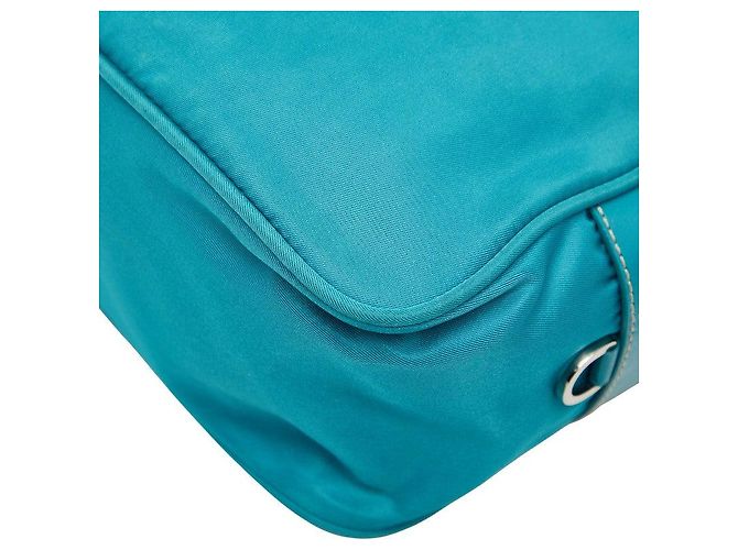 Sac à épaule Prada avec plaque logo triangle Bleu - vue 5