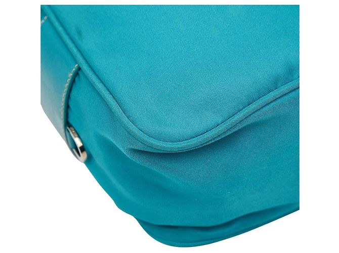 Sac à épaule Prada avec plaque logo triangle Bleu - vue 6