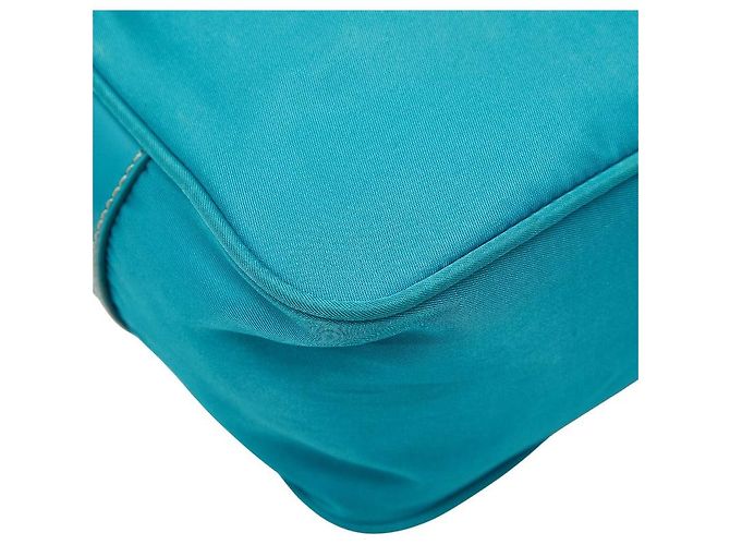 Sac à épaule Prada avec plaque logo triangle Bleu - vue 7
