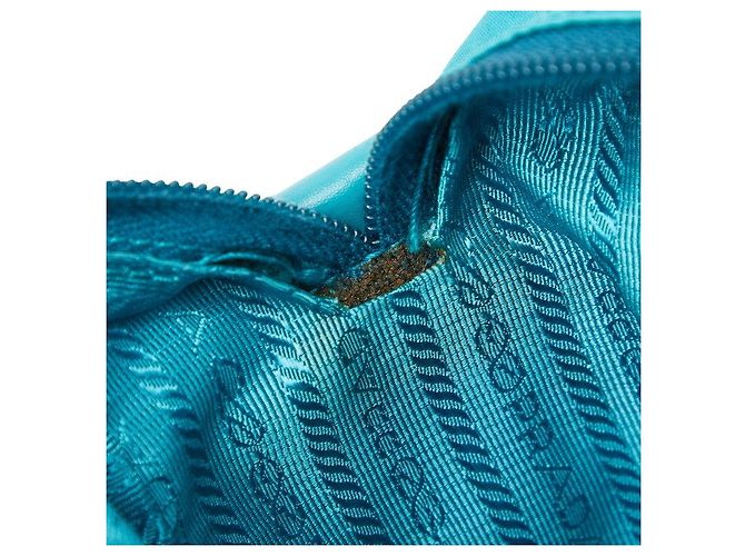 Sac à épaule Prada avec plaque logo triangle Bleu - vue 9