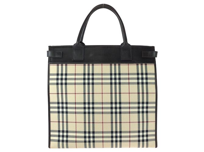 Borsa Tote 2 vie Burberry Check Marrone Beige - vista 2