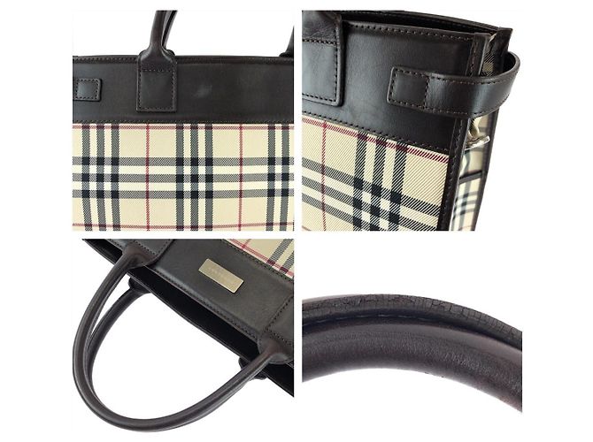 Borsa Tote 2 vie Burberry Check Marrone Beige - vista 6
