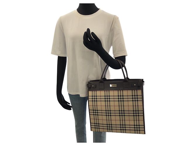 Borsa Tote 2 vie Burberry Check Marrone Beige - vista 7