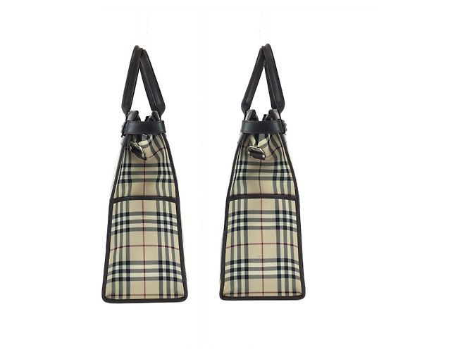 Borsa Tote 2 vie Burberry Check Marrone Beige - vista 8