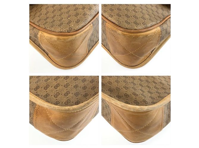 Gucci Vintage Micro GG Schultertasche Braun Beige - Ansicht 4