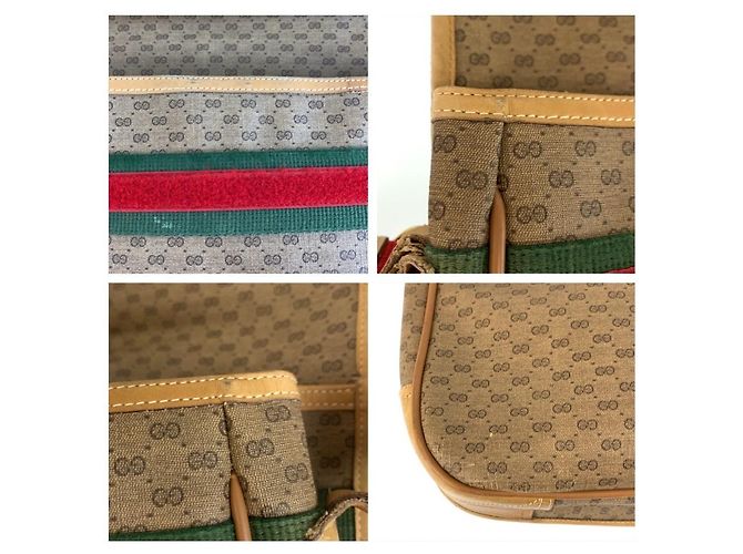 Gucci Vintage Micro GG Schultertasche Braun Beige - Ansicht 6