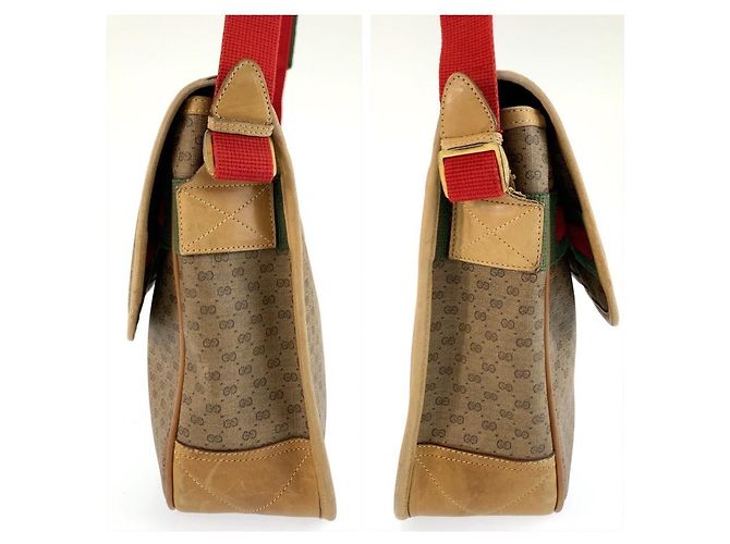 Gucci Vintage Micro GG Schultertasche Braun Beige - Ansicht 8