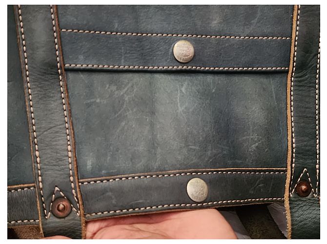 Autre Marque Double RL Supply Co. Leder Shopper Braun Dunkelblau - Ansicht 10