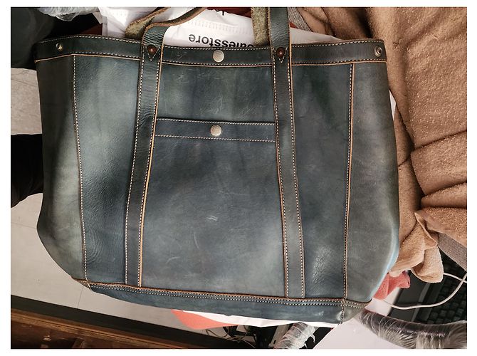 Autre Marque Double RL Supply Co. Leder Shopper Braun Dunkelblau - Ansicht 2