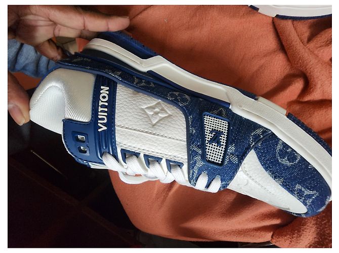 Louis Vuitton Baskets LV Trainer Denim Blanc Bleu - vue 10