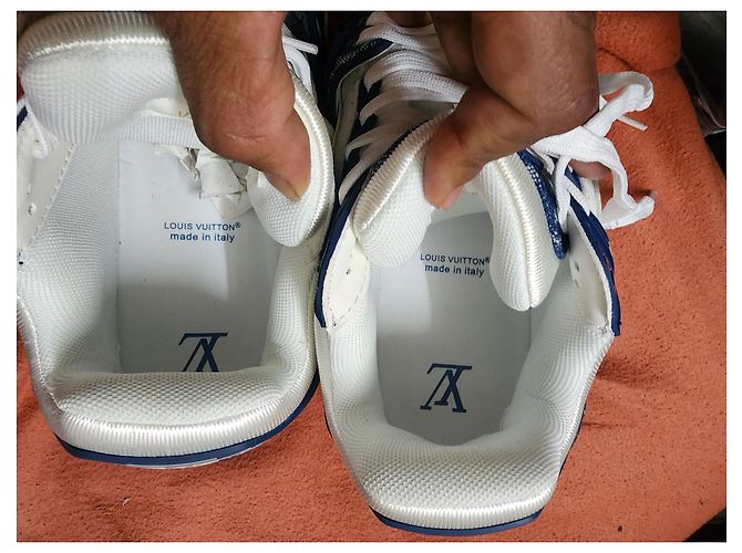 Louis Vuitton Baskets LV Trainer Denim Blanc Bleu - vue 6
