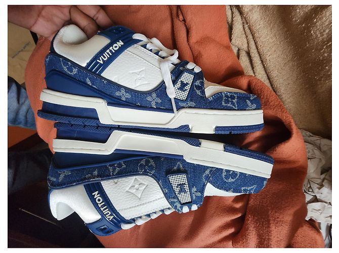 Louis Vuitton Baskets LV Trainer Denim Blanc Bleu - vue 8
