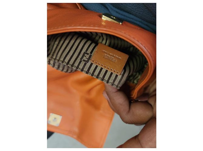Fendi Borsa Baguette in pelle arancione - vista 5