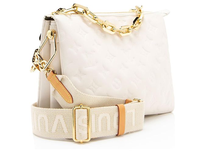 Louis Vuitton Coussin PM Schultertasche aus Lammleder mit Monogramm-Prägung Weiß - Ansicht 2