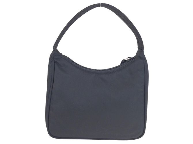 Borsa Hobo Prada Tessuto con logo triangolare Nero - vista 2