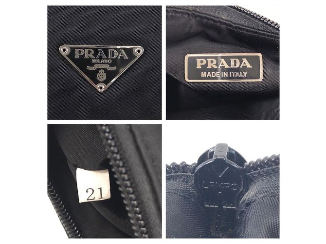 Borsa Hobo Prada Tessuto con logo triangolare Nero - vista 4