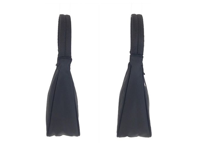 Borsa Hobo Prada Tessuto con logo triangolare Nero - vista 6