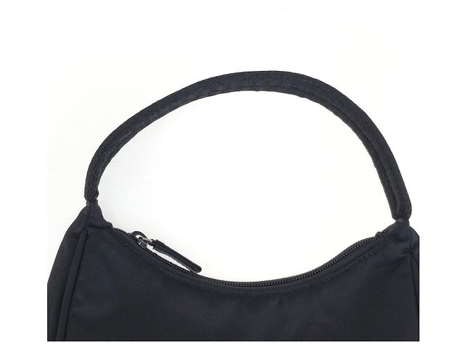 Borsa Hobo Prada Tessuto con logo triangolare Nero - vista 8