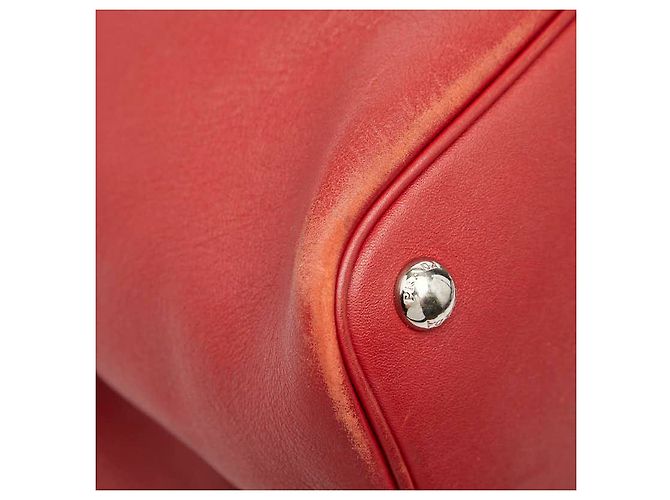 Prada Triangle Logo Plate Tote Bag Rot - Ansicht 5
