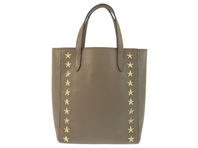 Borsa Tote Jimmy Choo Pegasi N/S Star Studs Marrone Beige - vista 2