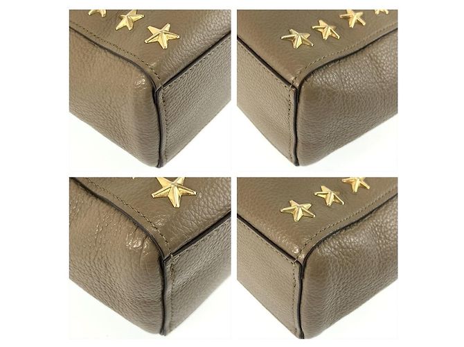 Borsa Tote Jimmy Choo Pegasi N/S Star Studs Marrone Beige - vista 4