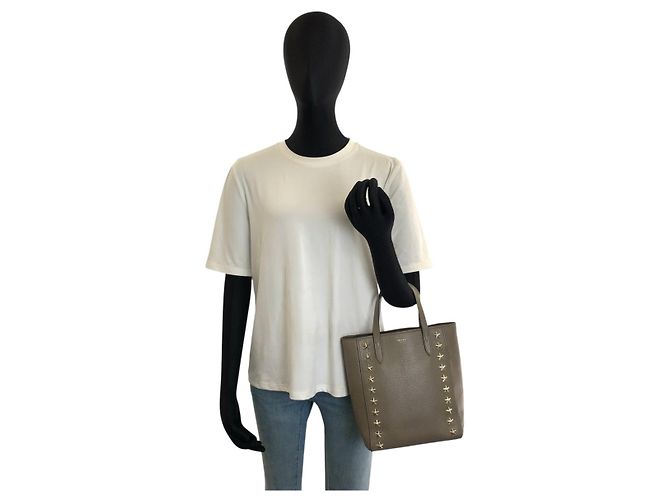 Borsa Tote Jimmy Choo Pegasi N/S Star Studs Marrone Beige - vista 5