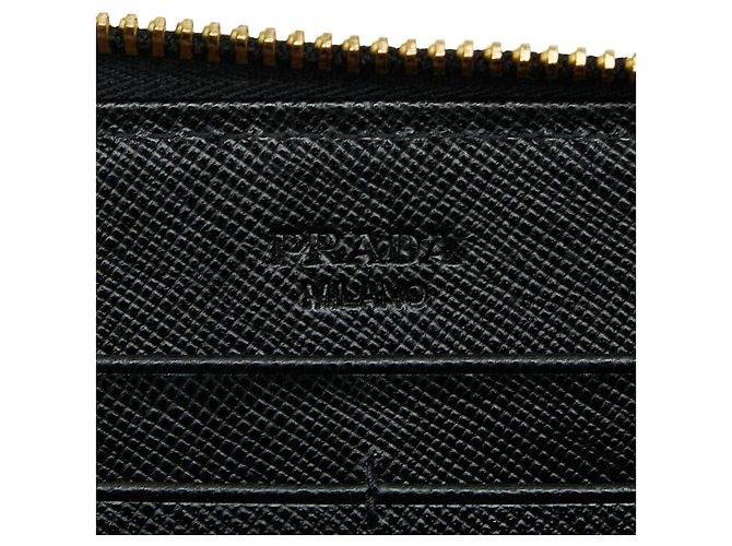 Portafoglio lungo con chiusura zip rotonda Prada 1M0506 Nero - vista 7