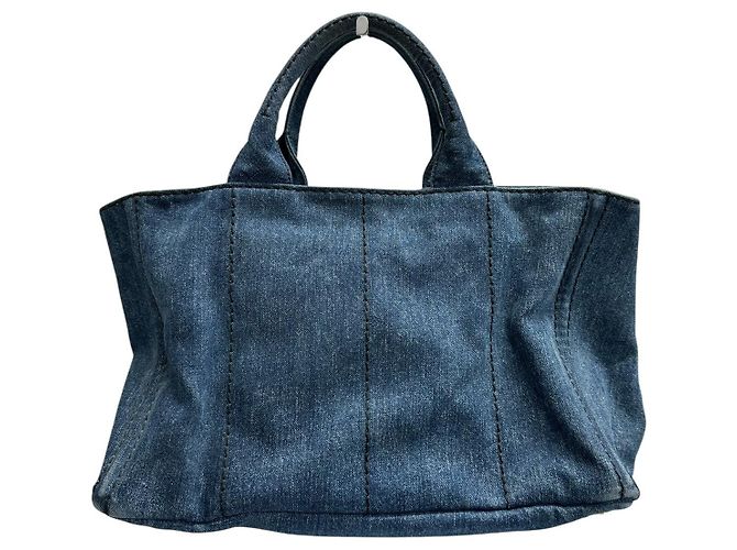 Bolso Tote Prada Canapa de Denim Azul - vista 2