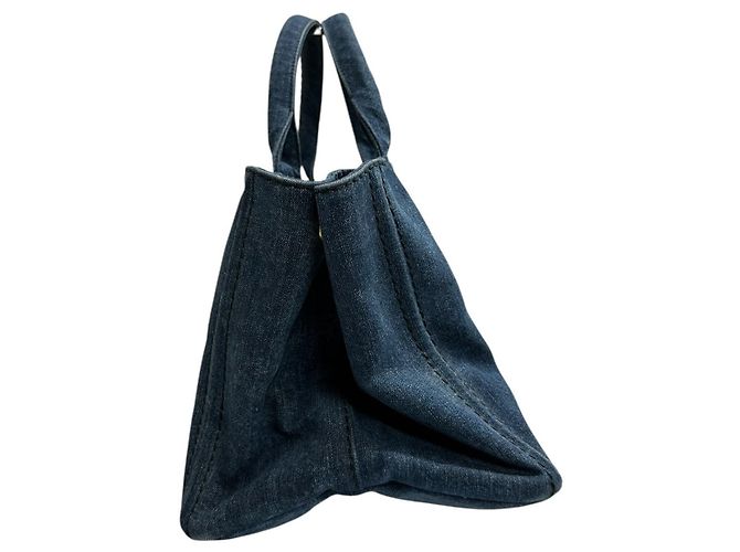 Bolso Tote Prada Canapa de Denim Azul - vista 4
