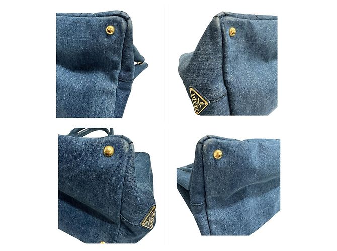 Bolso Tote Prada Canapa de Denim Azul - vista 5