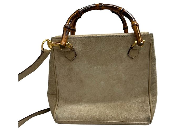 Borsa a tracolla Gucci Bamboo Marrone Beige - vista 2