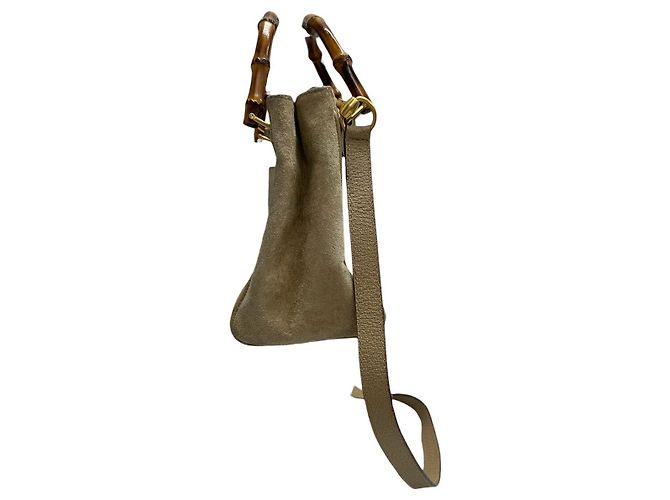 Borsa a tracolla Gucci Bamboo Marrone Beige - vista 4