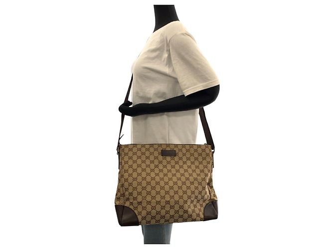 Borsa a tracolla Gucci GG Canvas 110054 Marrone - vista 7