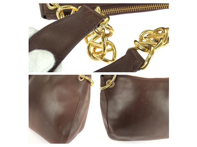 Bolso de hombro Prada Old Prada Logo Relieve Castaño - vista 6