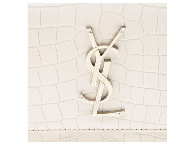 Autre Marque Borsa a tracolla media Sunset in pelle effetto coccodrillo con monogramma Saint Laurent Bianco - vista 10