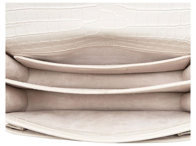 Autre Marque Borsa a tracolla media Sunset in pelle effetto coccodrillo con monogramma Saint Laurent Bianco - vista 7