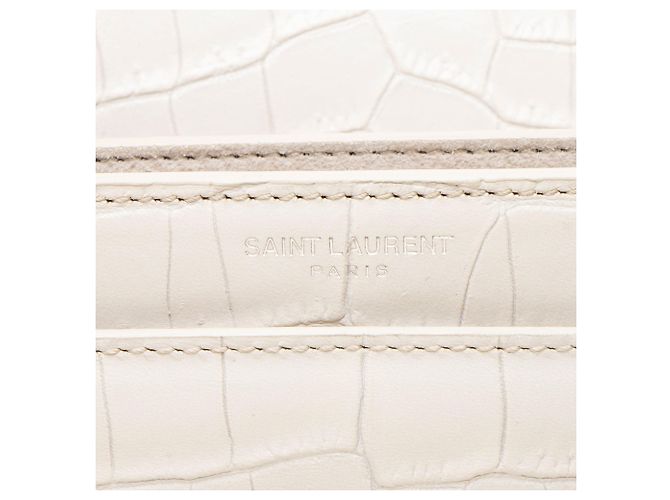 Autre Marque Borsa a tracolla media Sunset in pelle effetto coccodrillo con monogramma Saint Laurent Bianco - vista 9