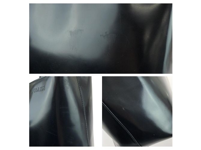 Saco Tote Prada em couro envernizado Preto - vista 5