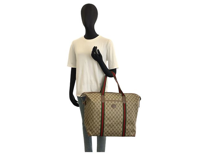Borsa Tote Gucci Sherry Line Marrone Beige - vista 6