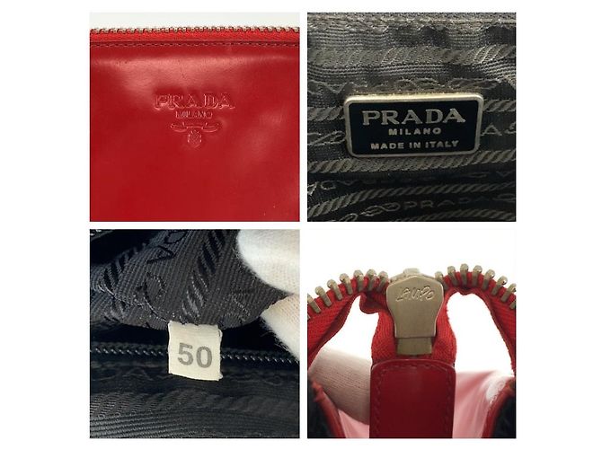 Borsa Tote Prada in pelle verniciata Rosso - vista 3