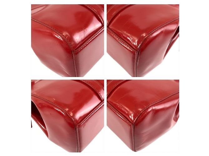 Borsa Tote Prada in pelle verniciata Rosso - vista 4