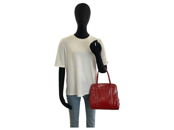Borsa Tote Prada in pelle verniciata Rosso - vista 6