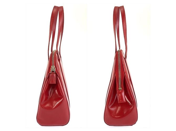 Borsa Tote Prada in pelle verniciata Rosso - vista 7